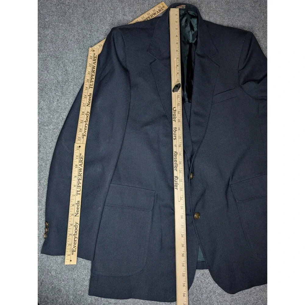 VTG Arnold Palmer Solid Navy‎ Blue Brass Button Sports Coat Blazer Mens 46L Long